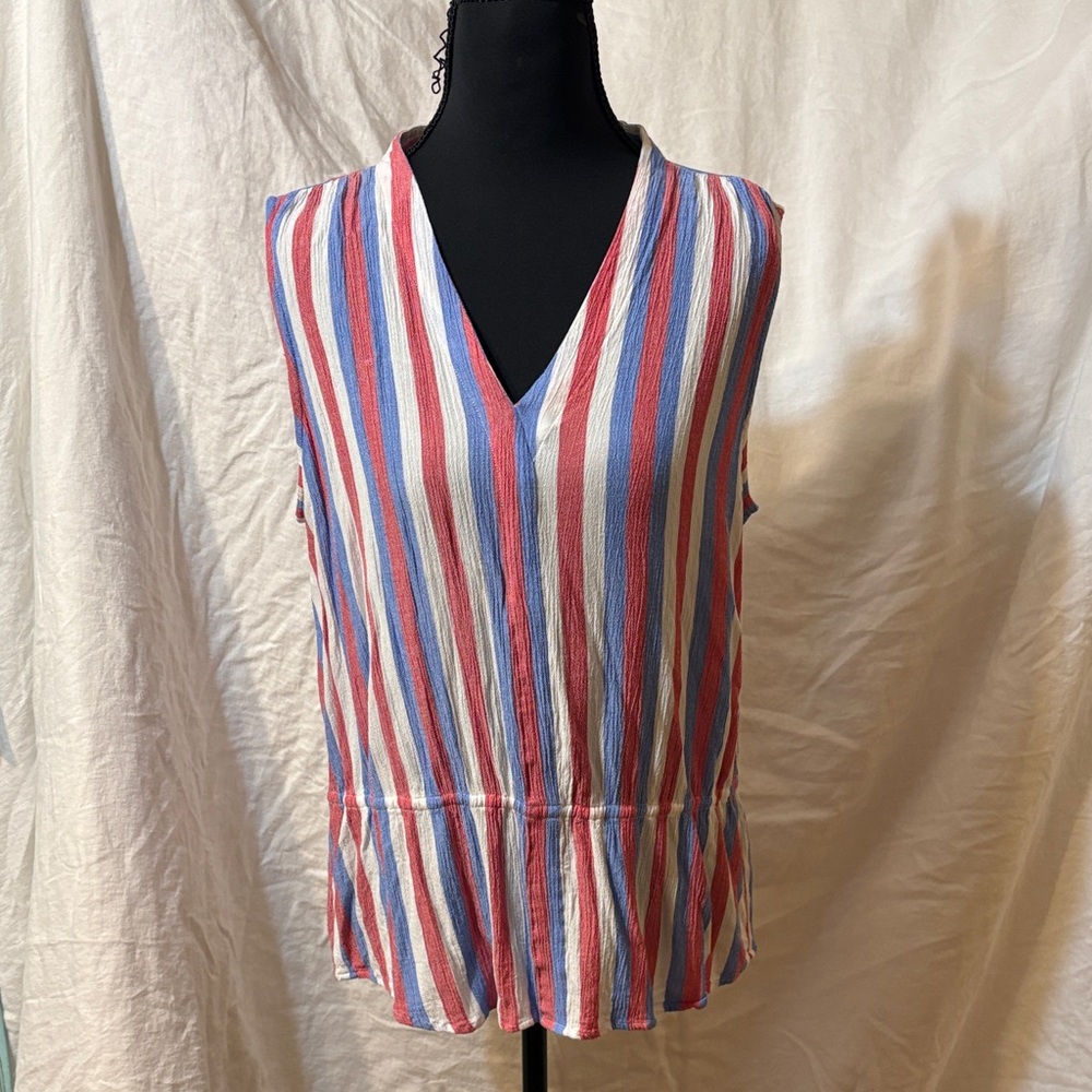 Liz Claiborne Multicolor Striped V-Neck Blouse